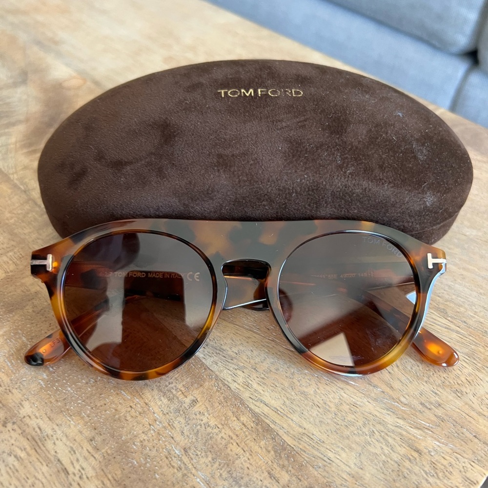 Tom Ford Tortoiseshell Brown Round Sunglasses